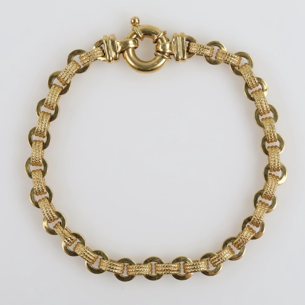 18kt Gold Circle & Triple Braid Link Bracelet