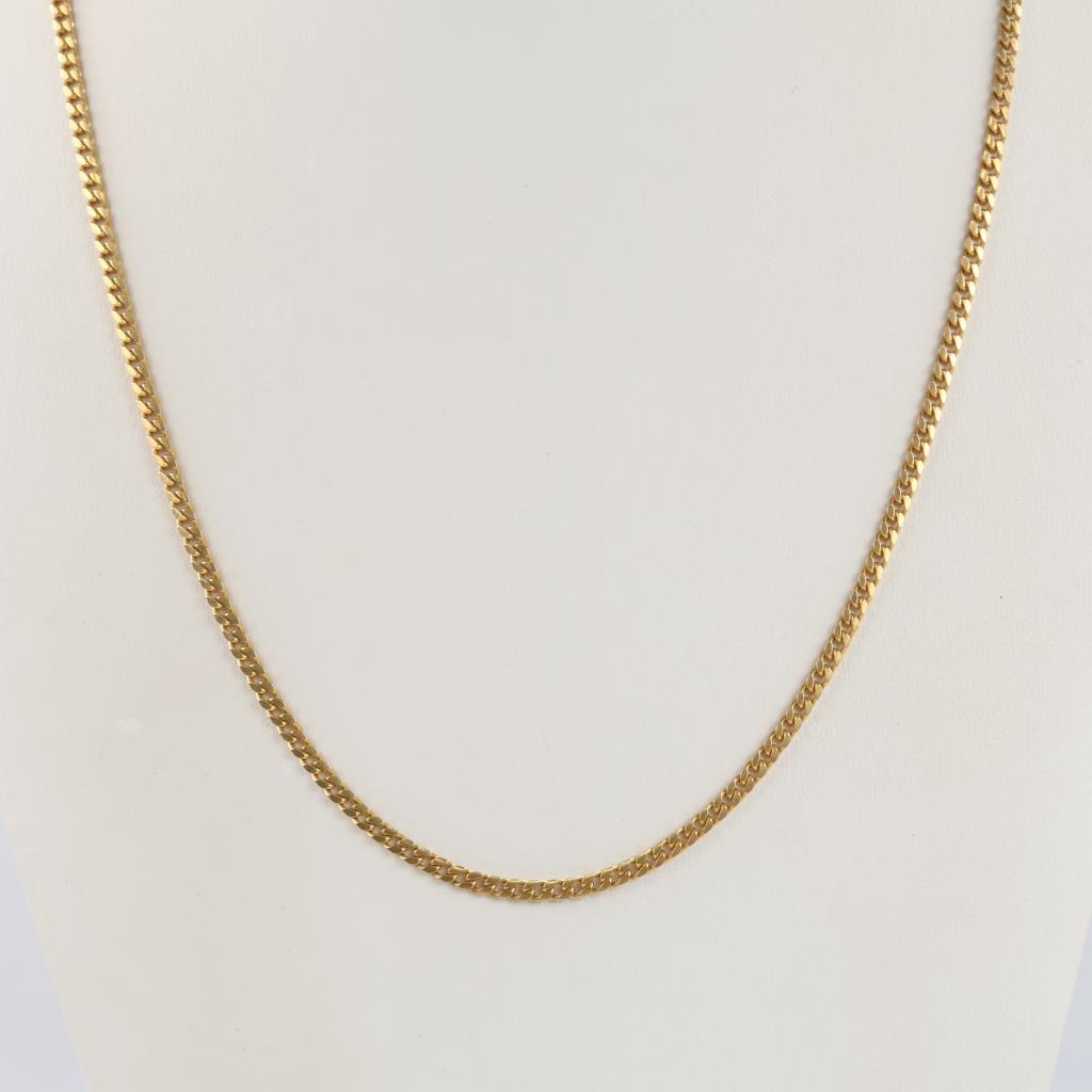 18kt Gold Curb Link Chain Necklace -Evaluated By Our Certified Gemologist-AGS/GIA