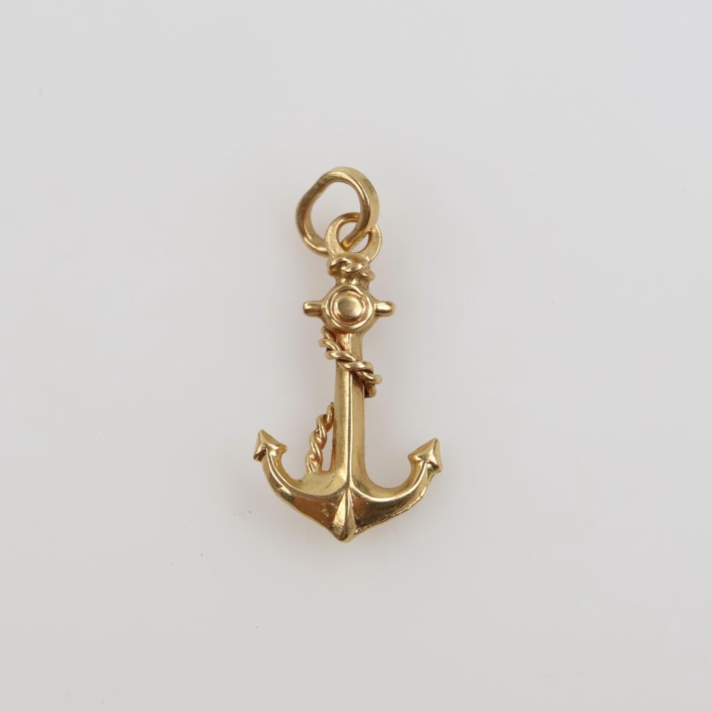 18kt Gold Hollow Anchor Pendant