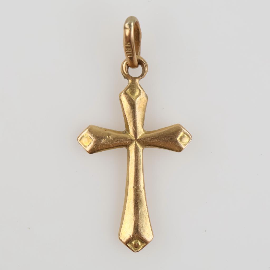 18kt Gold Hollow Cross Pendant