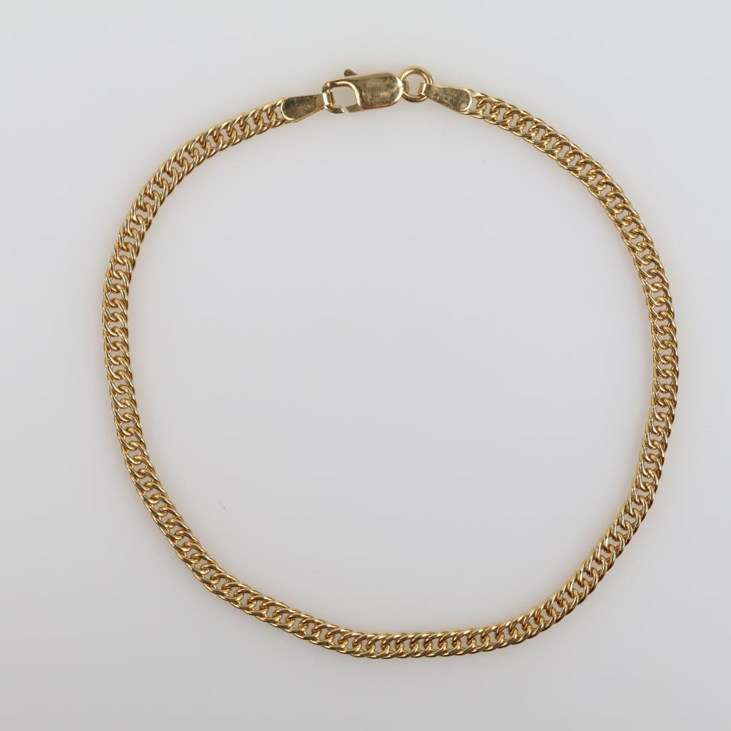 18kt Gold Hollow Double Curb Chain Bracelet