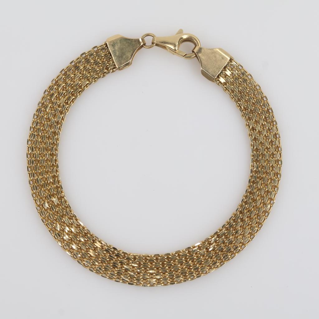 18kt Gold Hollow Mesh Link Bracelet