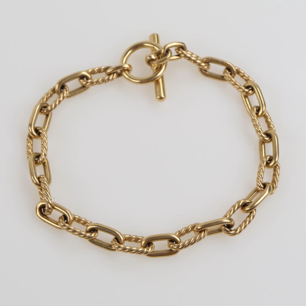 18kt Gold Oval Twisted Rope Link Chain Bracelet -Evaluated By Our Certified Gemologist-AGS/GIA