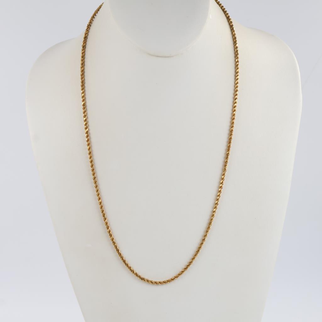 18kt Solid Gold Twisted Rope Chain Necklace