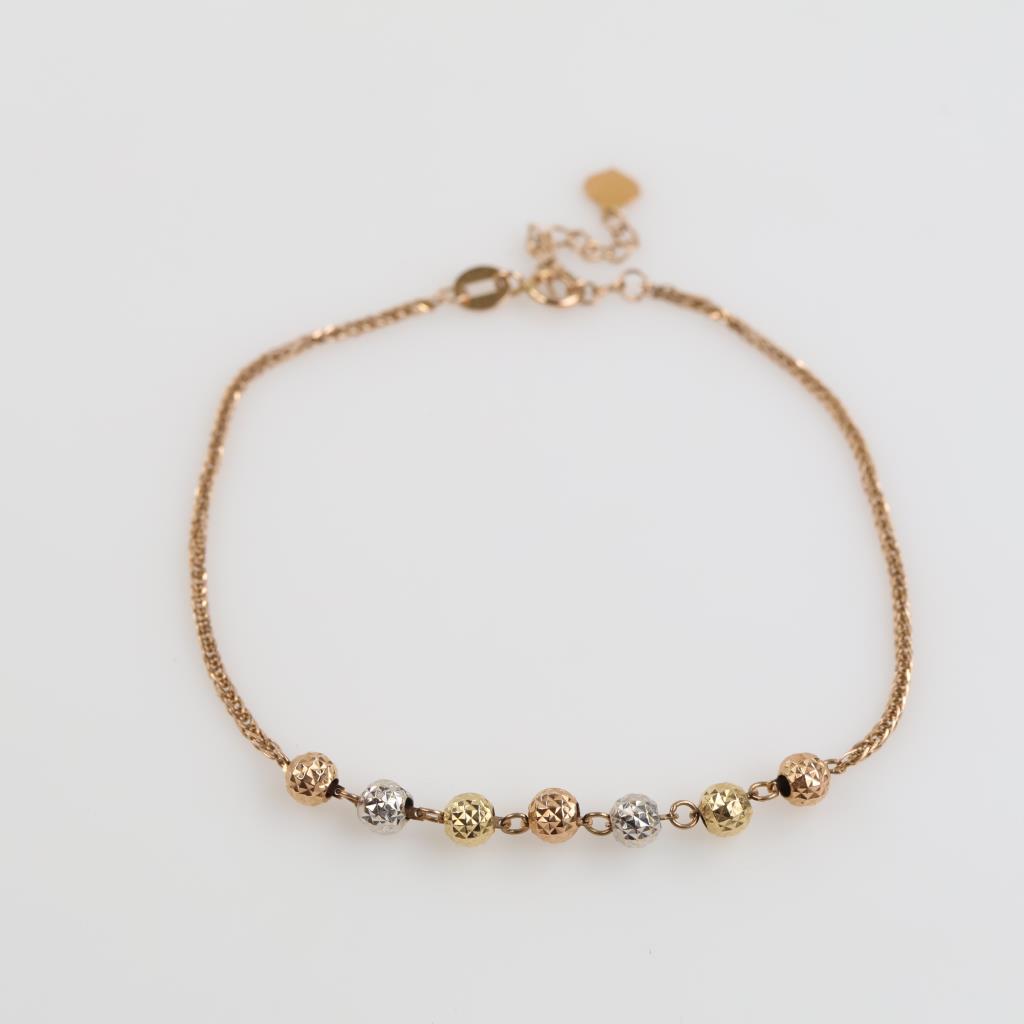 18kt Tri Colored Gold Bead Bracelet