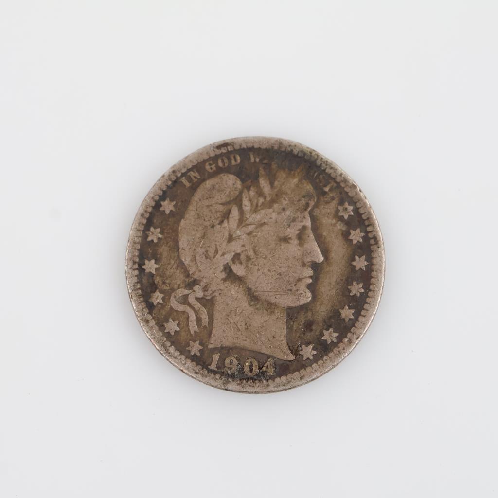1904-O US Silver Barber Quarter