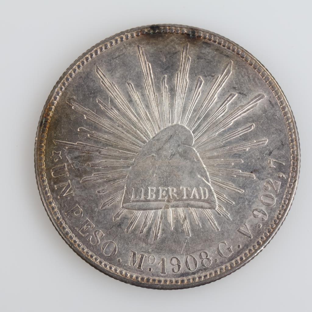 1908 Mexican Silver 1 Peso