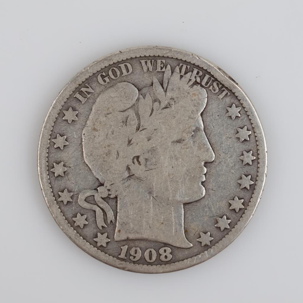 1908-O Barber Silver Half Dollar