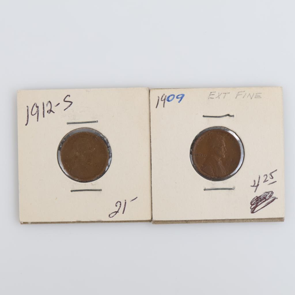 1912-S & 1909 US Wheat Penny, 2 Pieces