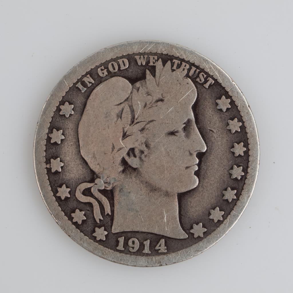 1914-D Barber Silver Quarter