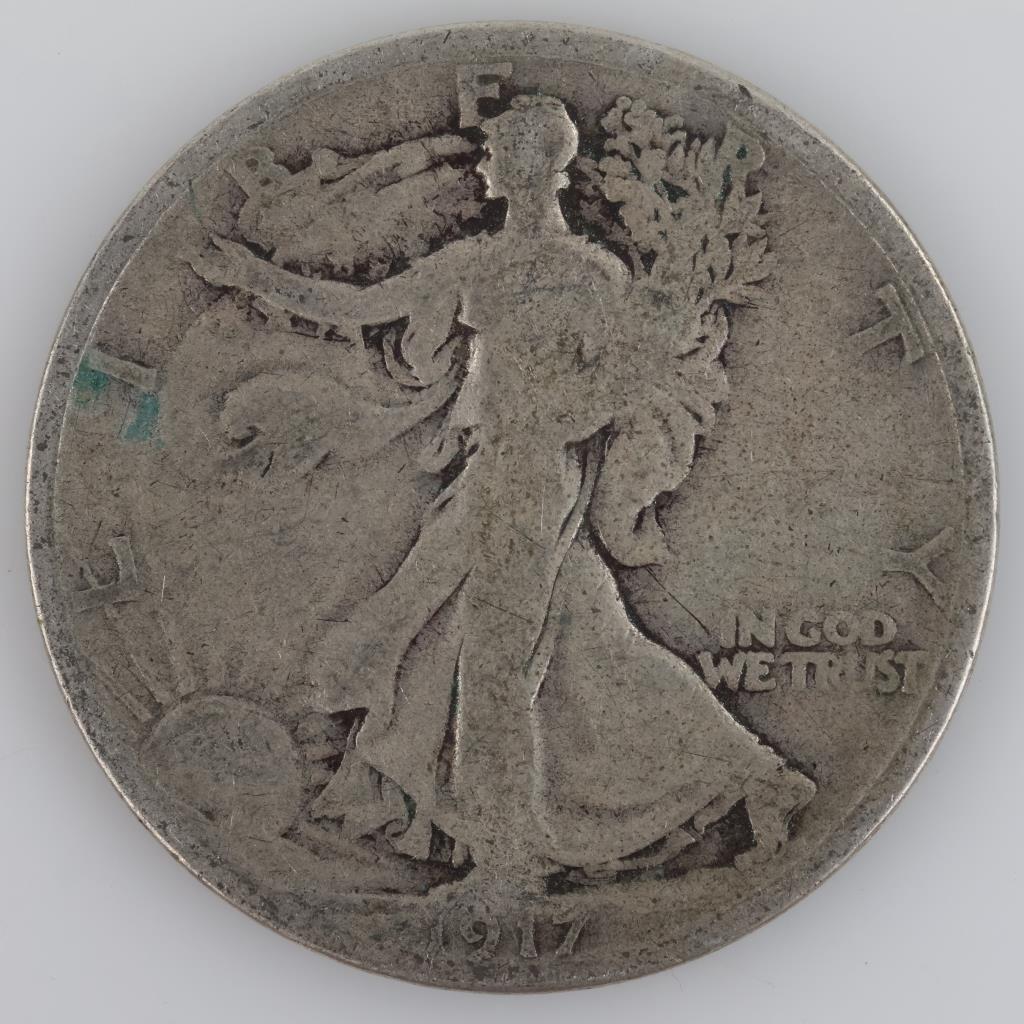 1917-S US Walking Liberty Silver Half Dollar