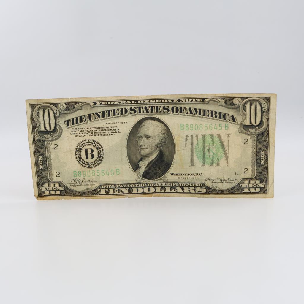 1934-A US Federal Reserve Note 10 Dollars Green Seal