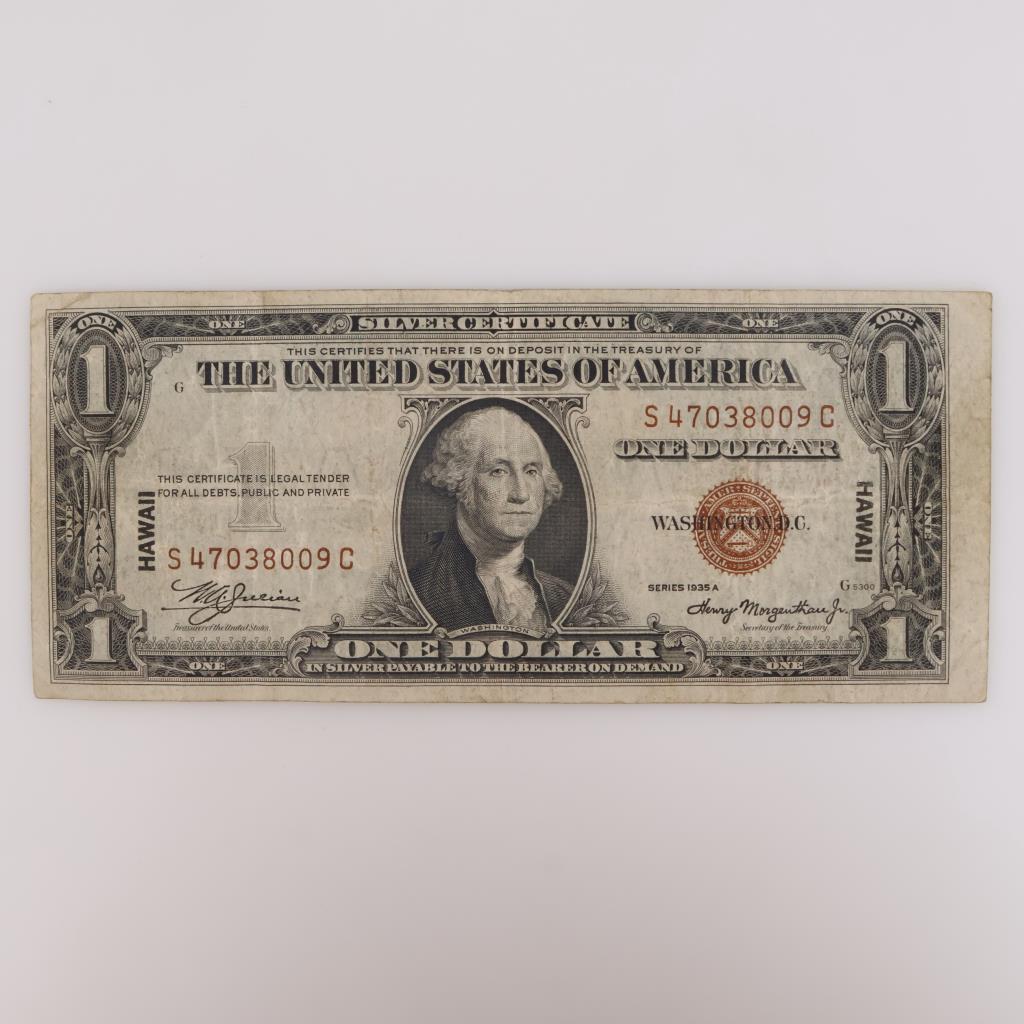 1935 A US Silver Certificate Hawaii Brown Seal 1 Dollar