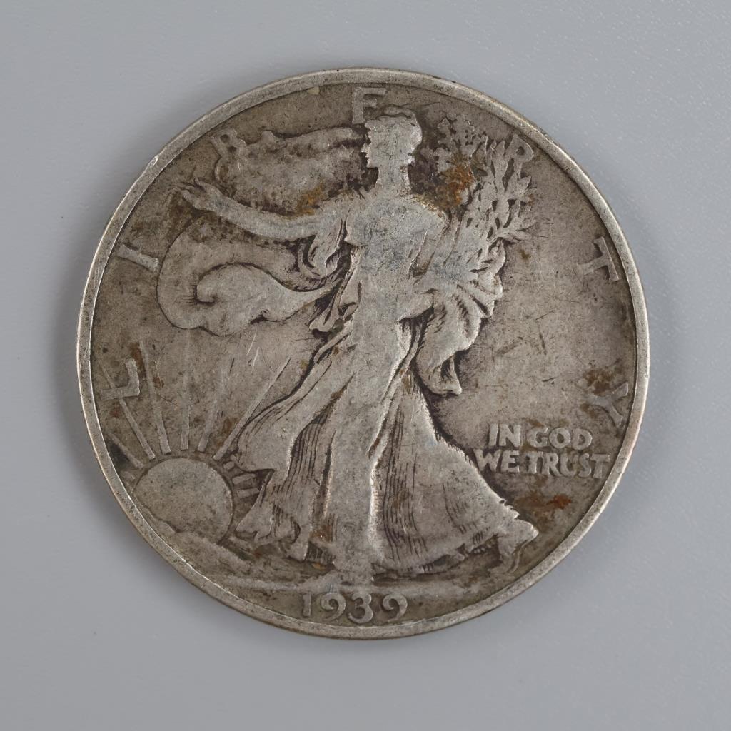 1939-D US Walking Liberty Silver Half Dollar