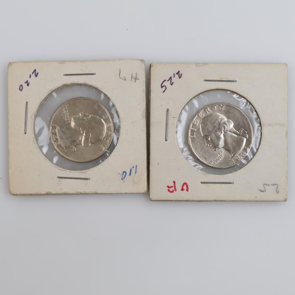 1941 & 1942 Washington Silver Quarter, 2 Pieces