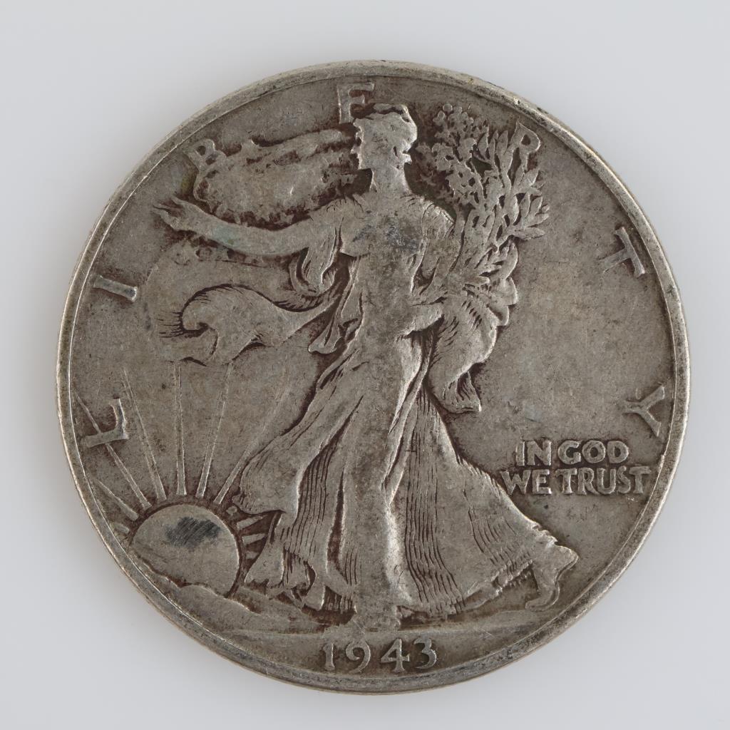 1943 US Walking Liberty Silver Half Dollar