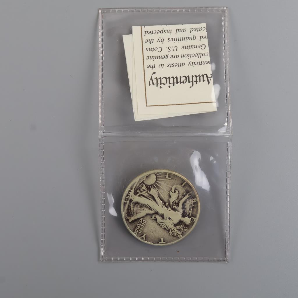 1944  Walking Liberty Silver Half Dollar  - With COA