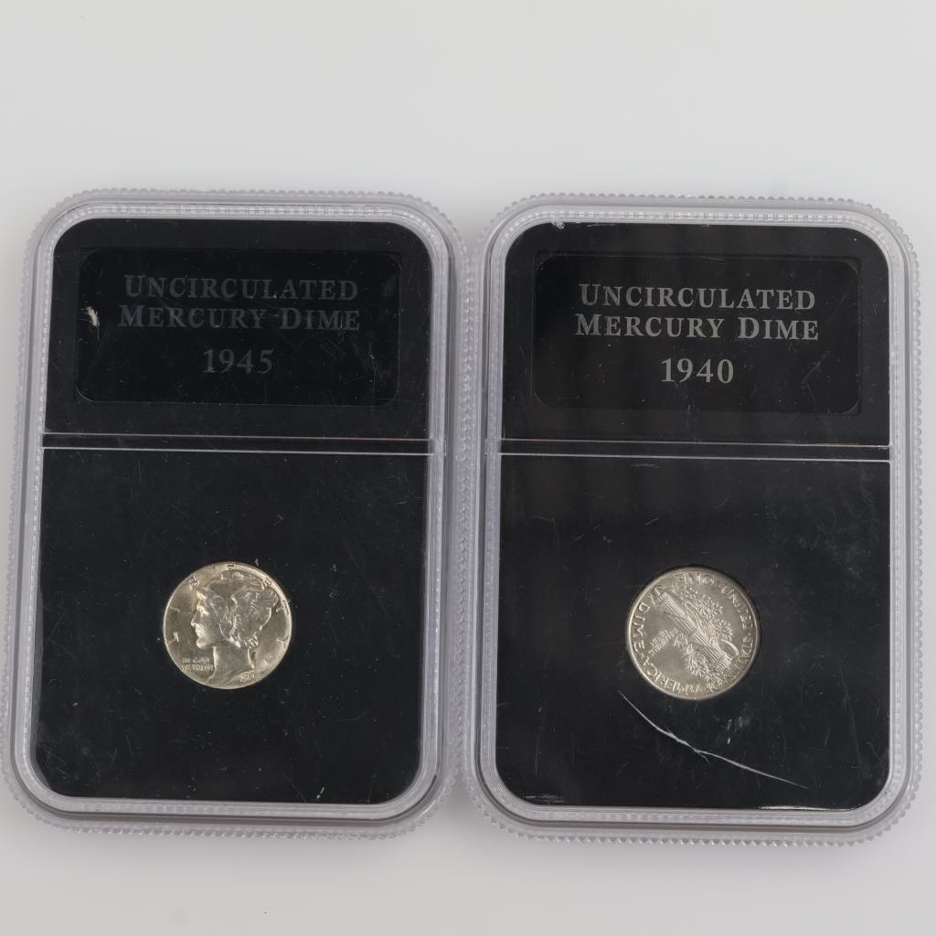 1945 & 1940 Mercury Silver Dime, 2 Pieces