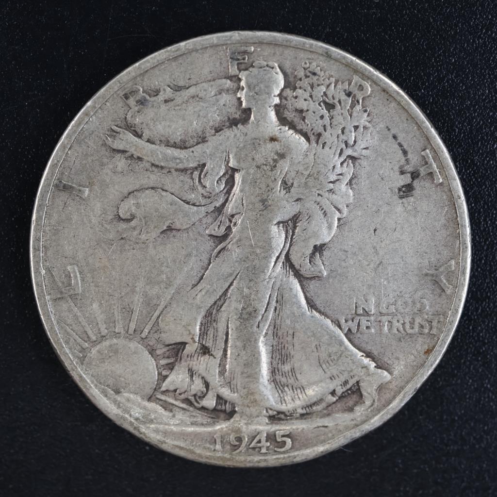 1945-S US Walking Liberty Silver Half Dollar