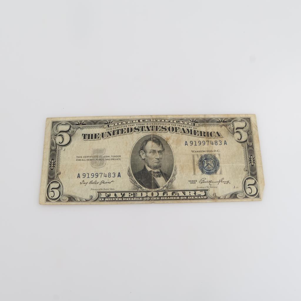 1953 US Silver Certificate 5 Dollar Bill