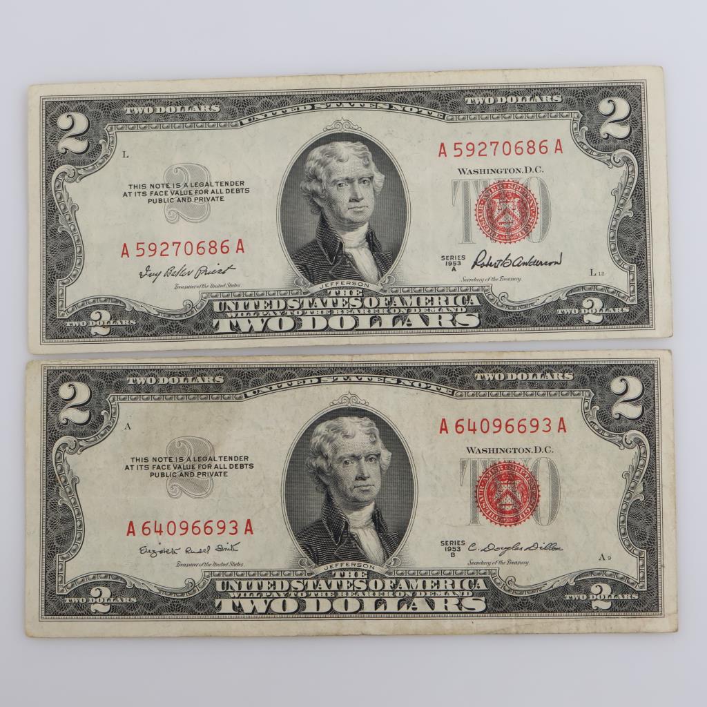 1953-A & 1953-B US Note Two Dollars, 2 Pieces