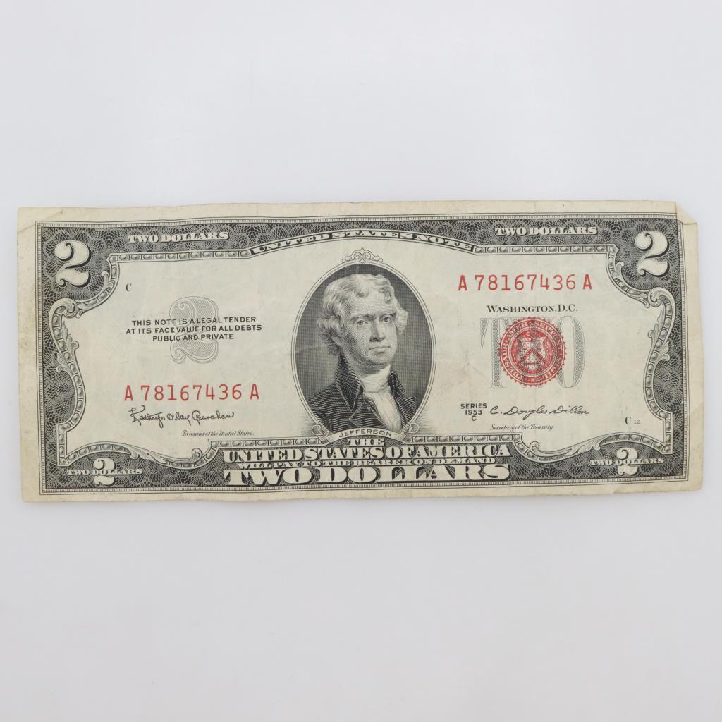 1953-C Two Dollars US Note Red Seal | Property Room