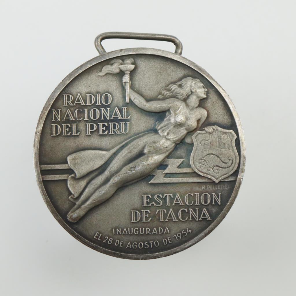 1954 Radio Nacional Del Peru Manual A. Odria Silver Commemorative Medal