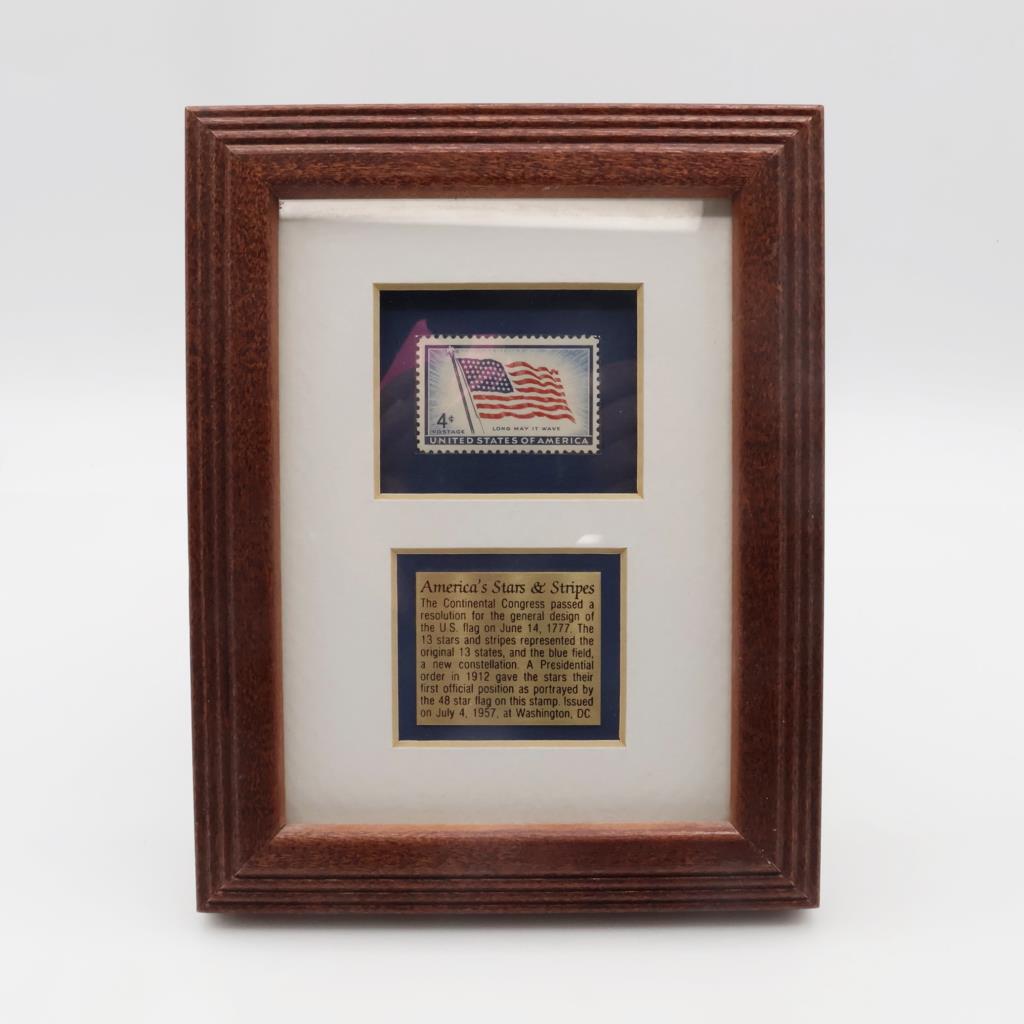 1957 Old Glory 48-Star Flag 4 Cent Stamp, In A Frame