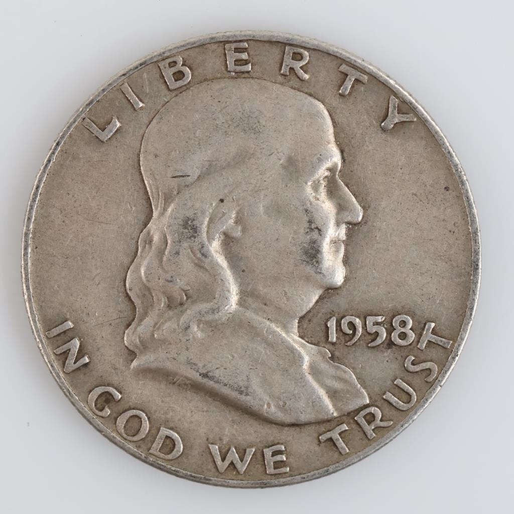 1958-D Franklin Silver Half Dollar