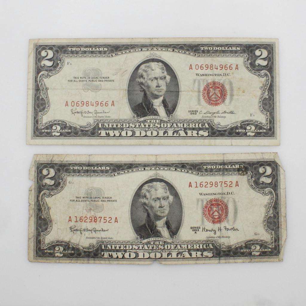 1963 US Note 2 Dollars, 2 Pieces