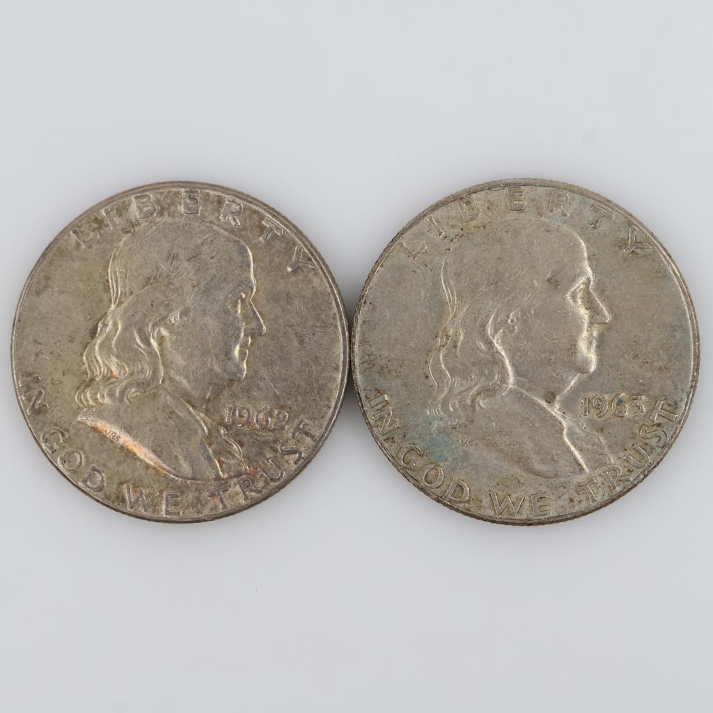 1963-D & 1962 US Franklin Silver Half Dollar