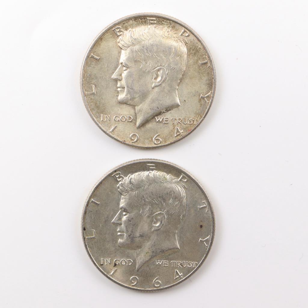 1964 kennedy silver half dollar 2 pieces property room
