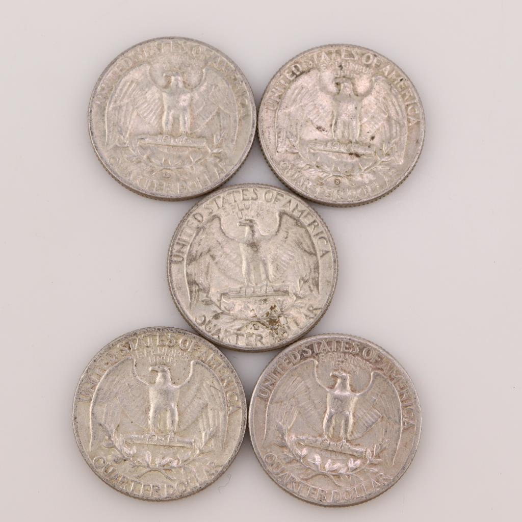 1964 Silver Quarters, 5 Pieces Property Room