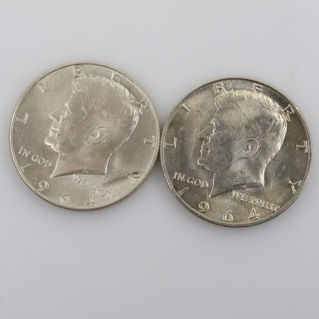 1964 US Kennedy Silver Half Dollars, 2 Coins | Property Room