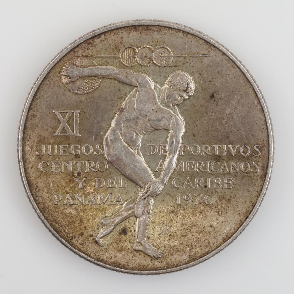 1970 Republic Of Panama Central American Games Silver 5 Balbaos