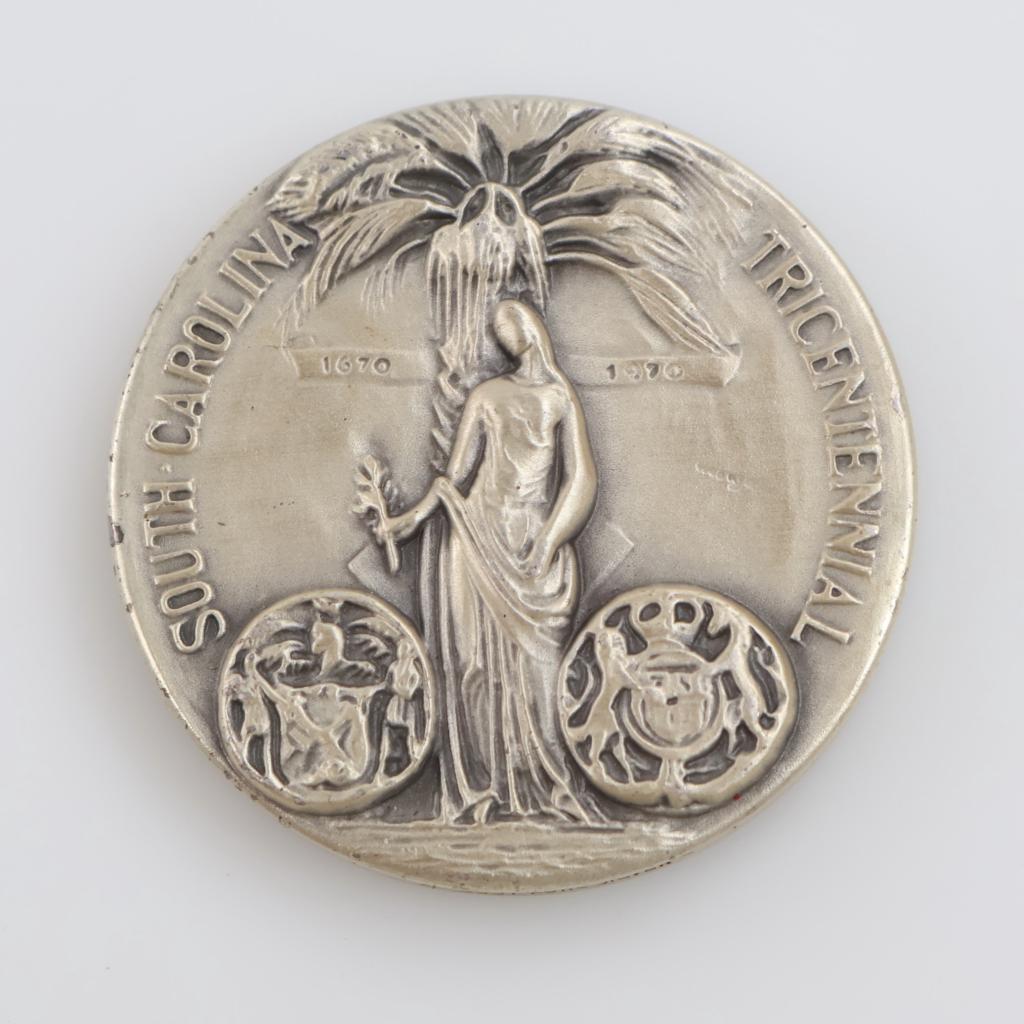1970 South Carolina Tricentennial Fine Silver Commemorative Medal 2oz