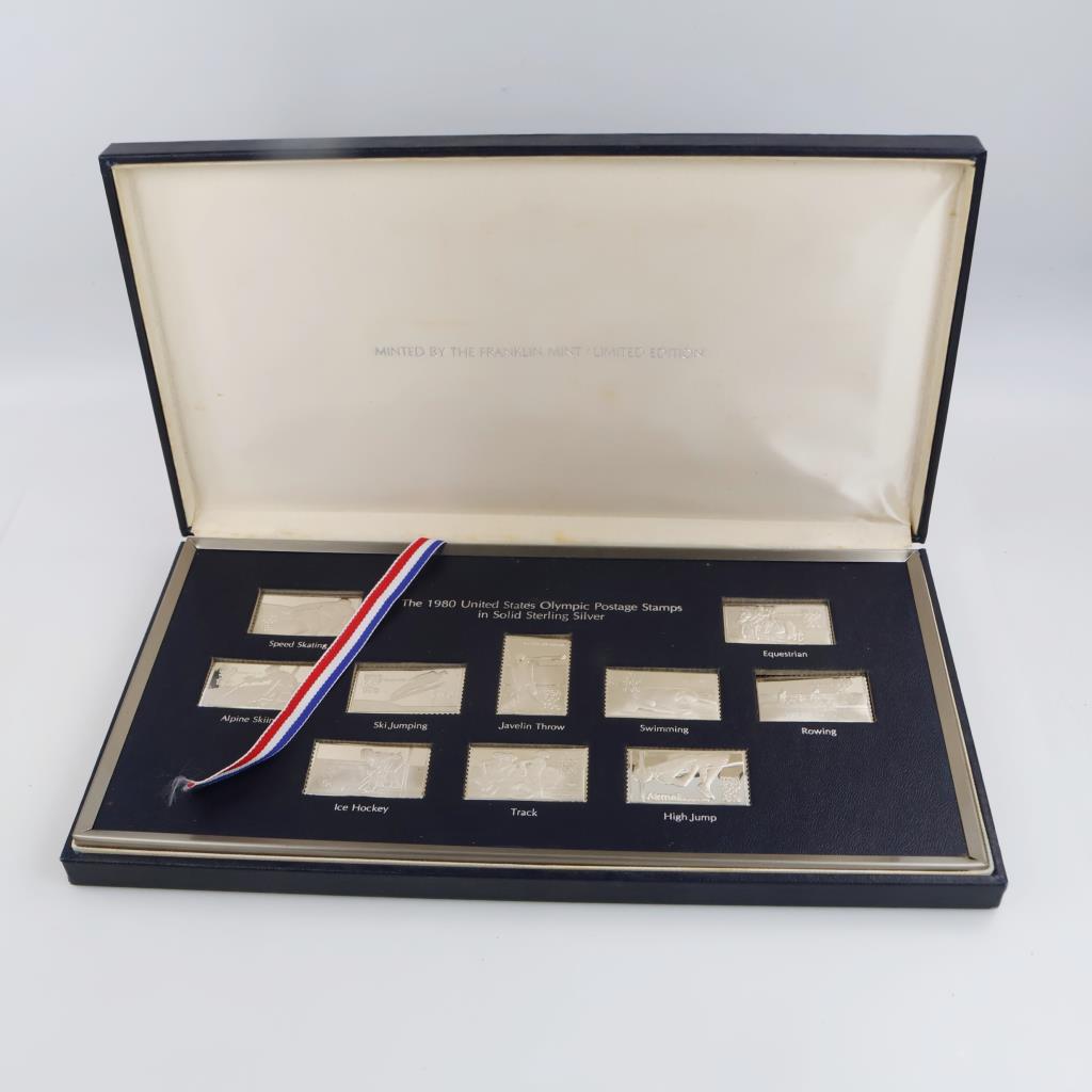 1980 US Olympic Postage Stamps In Sterling Silver
