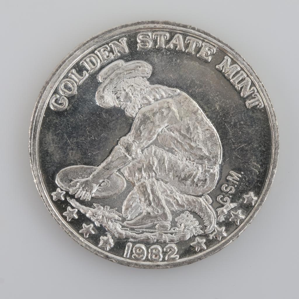 1982 Fine Silver Golden State Mint 1 Troy Oz Round