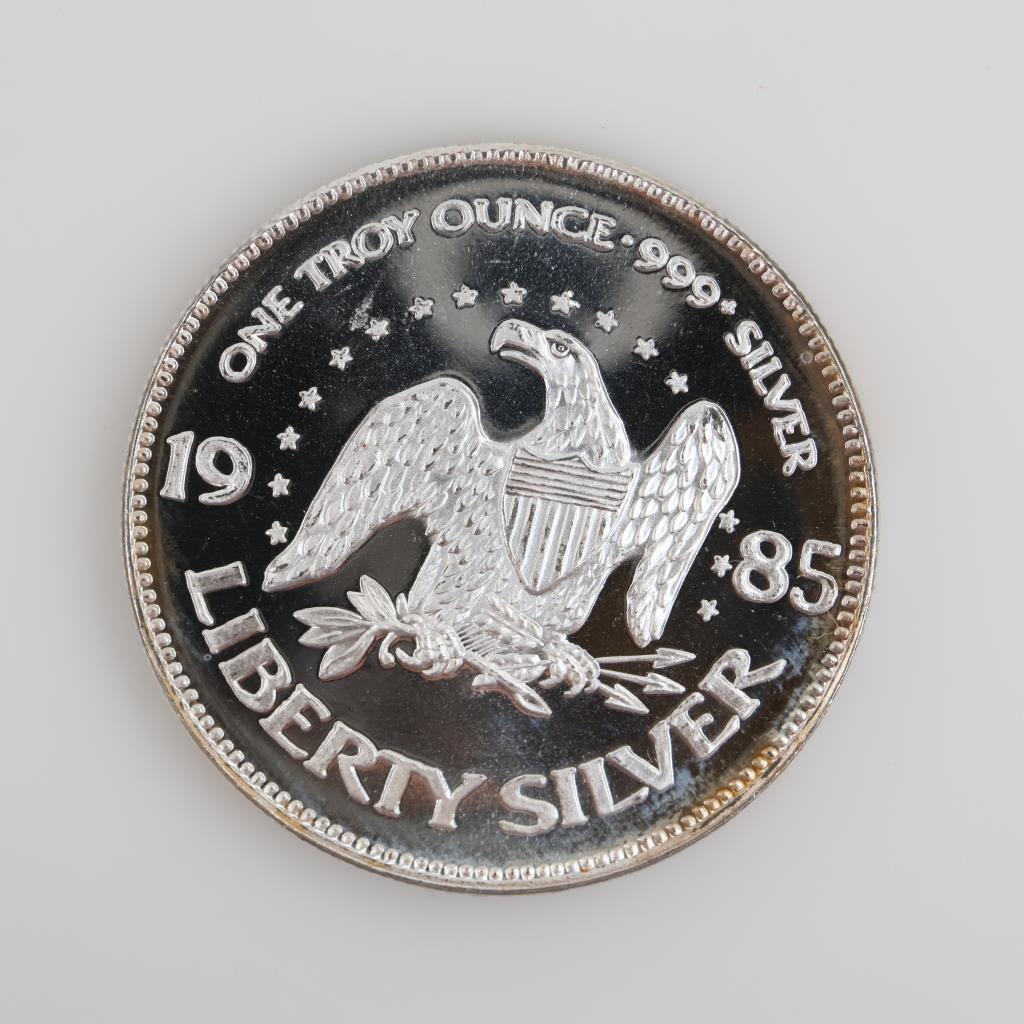 1985 Fine Silver A-Mark Liberty 1 Troy Oz Round