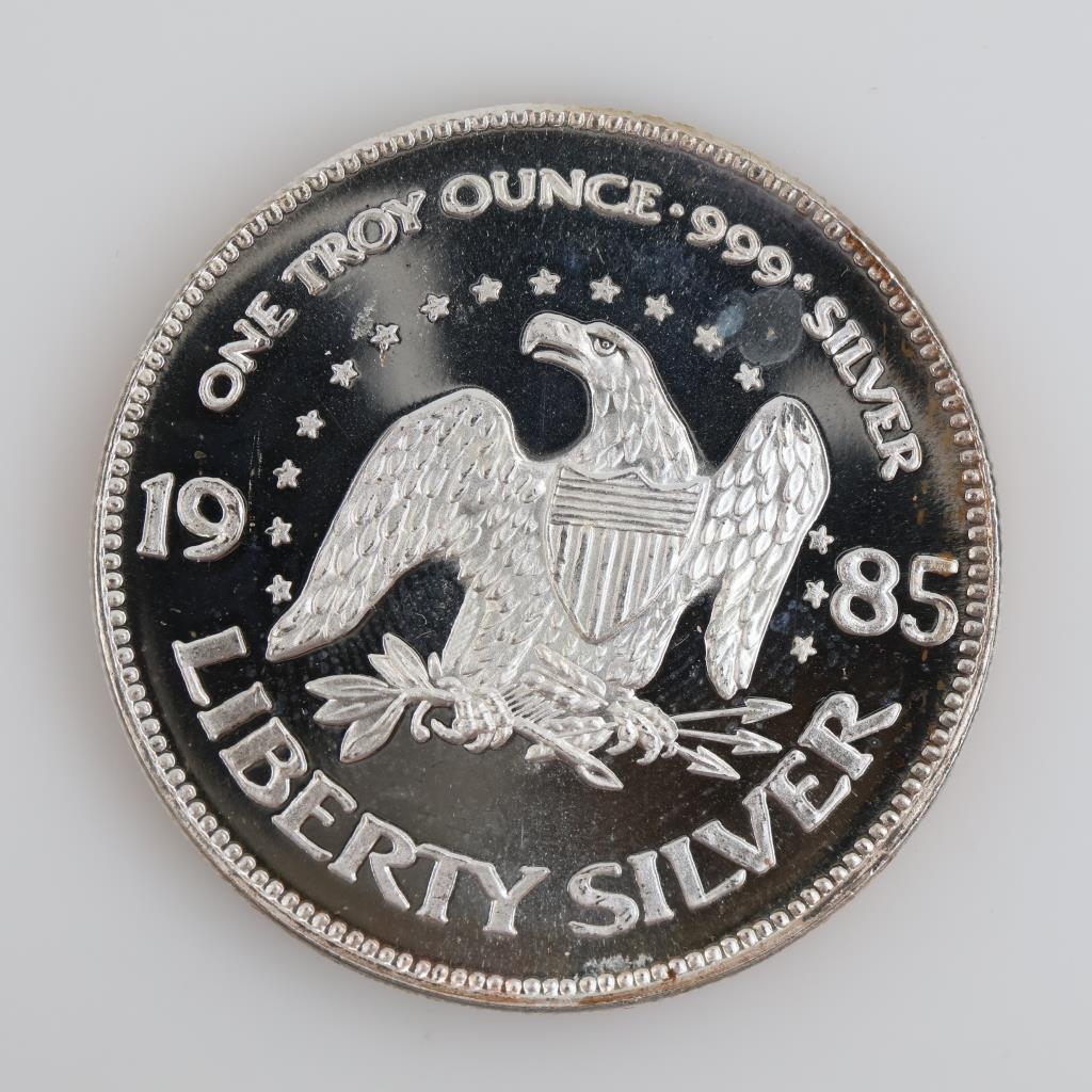 1985 Fine Silver A-Mark Liberty 1 Troy Oz Round
