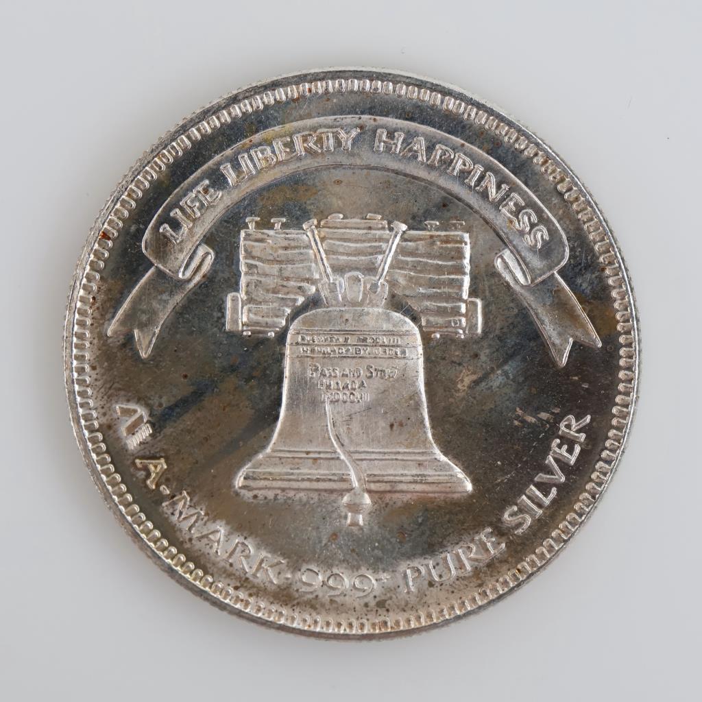 1985 Fine Silver A-Mark Liberty 1 Troy Oz Round