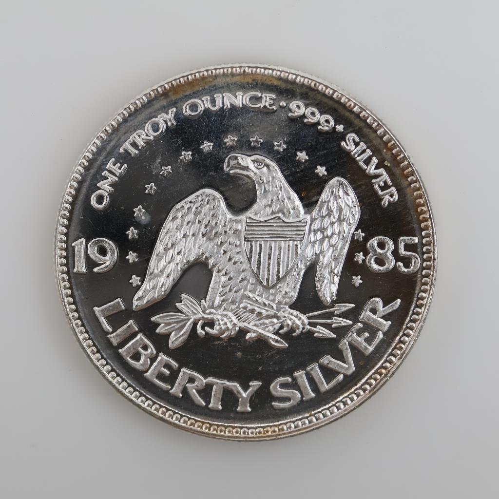 1985 Liberty Silver Fine Silver Round 1 Troy Oz