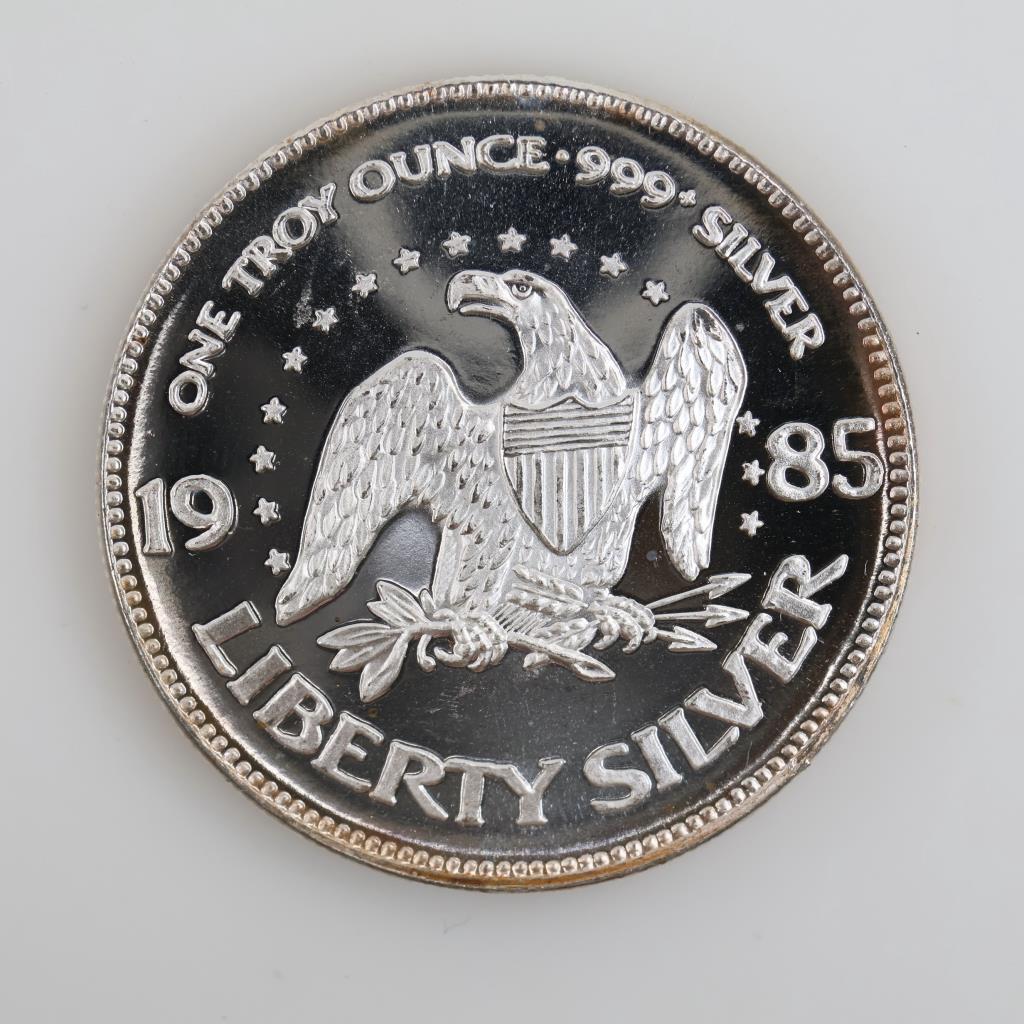 1985 Liberty Silver Fine Silver Round 1 Troy Oz