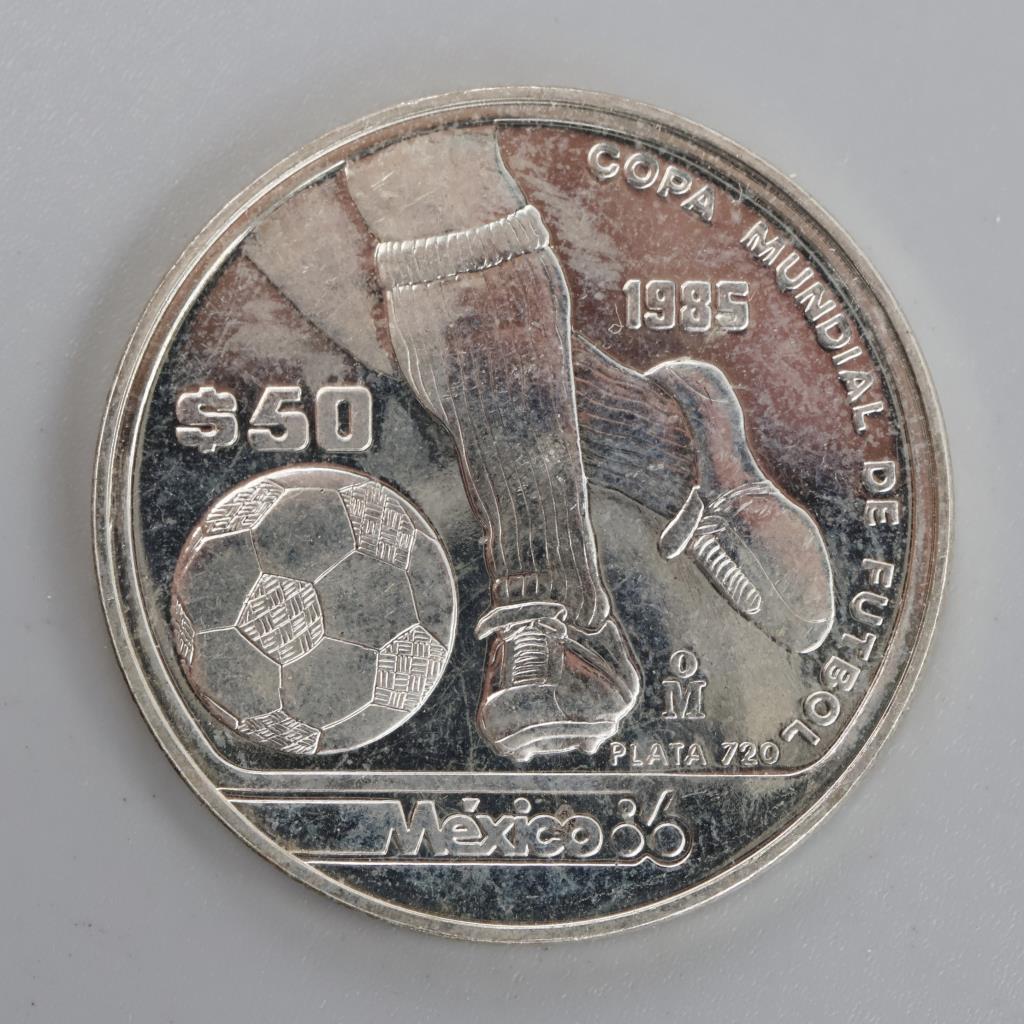 1985 Mexican Mexico '86 Commemorative Silver 50 Pesos