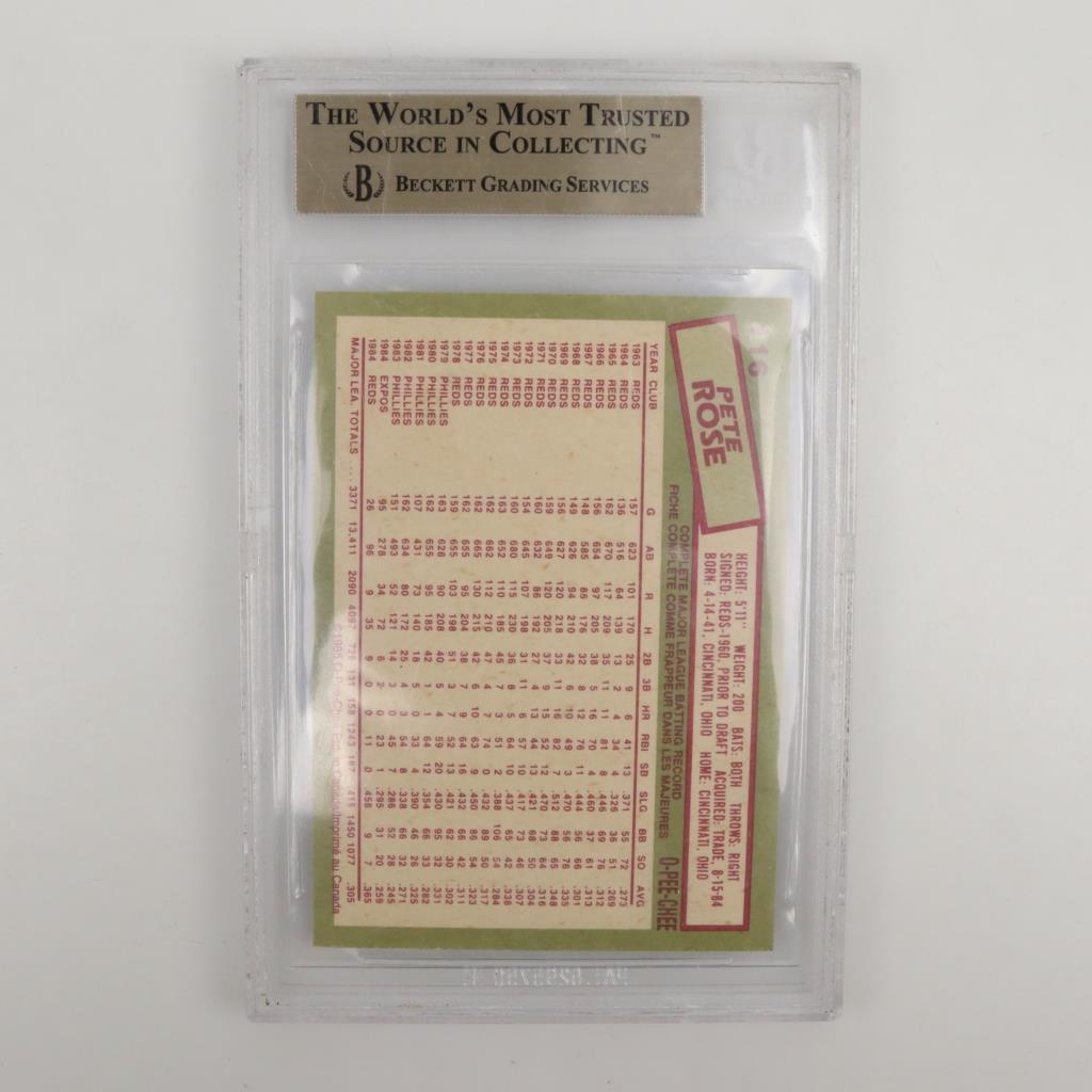 1985 O-Pee-Chee Pete Rose Beckett Graded Trading Card | Property Room