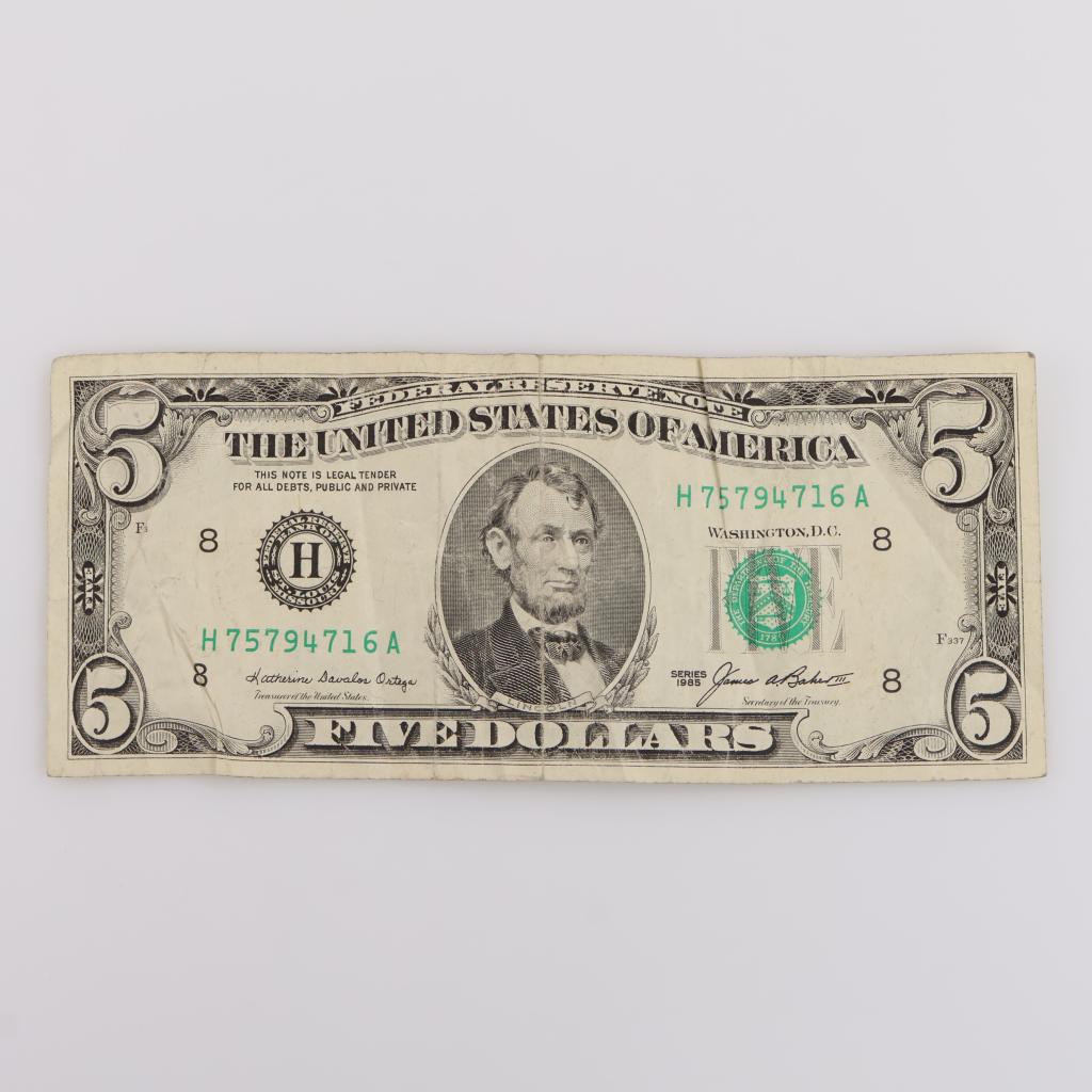 1985 US Federal Reserve Note 5 Dollars | Property Room