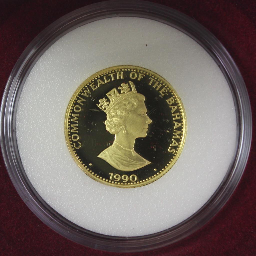 1990 Gold Bahamas 100 Discovery Of The New World Proof Coin Property