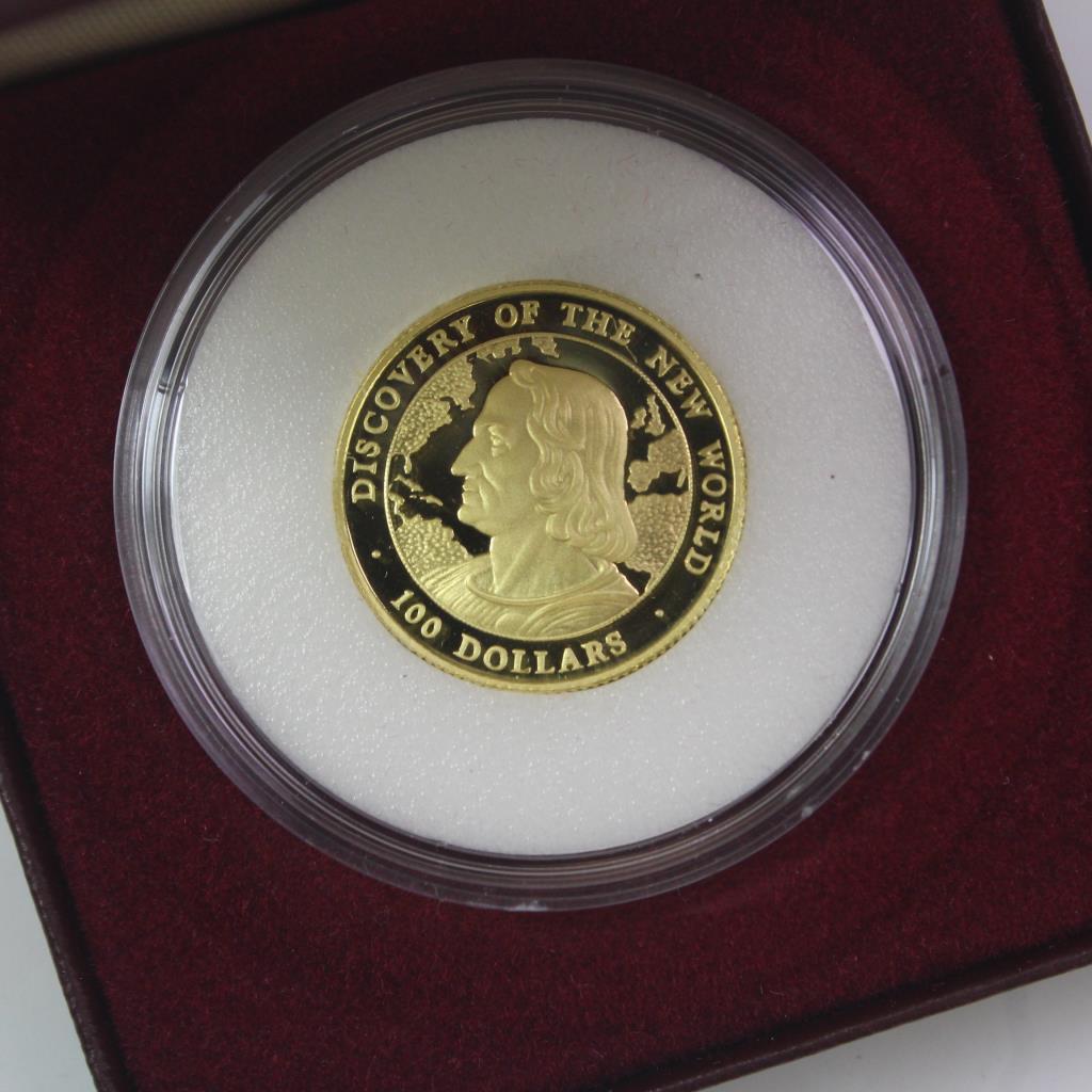 1990 Gold Bahamas 100 Discovery Of The New World Proof Coin Property