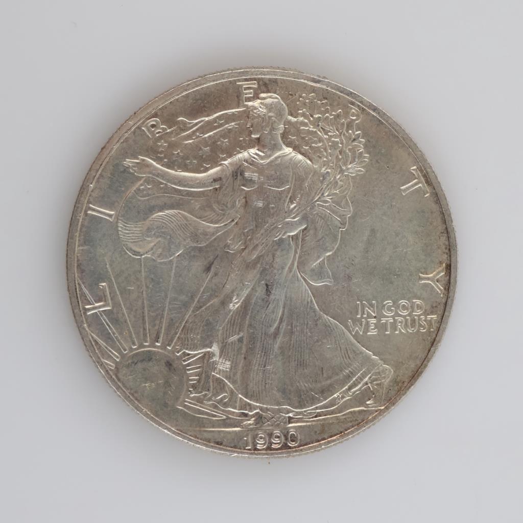 1990 US American Eagle Fine Silver Dollar 1oz