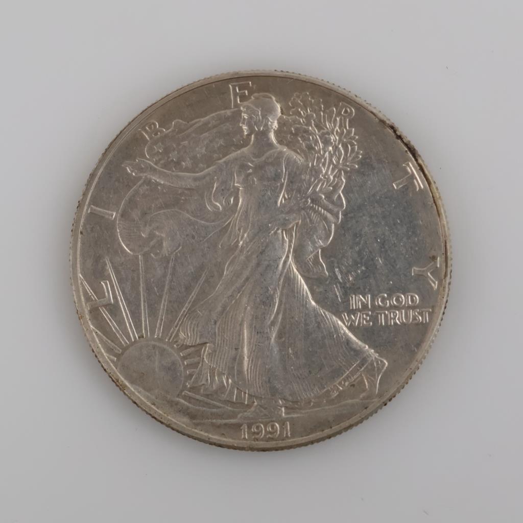 1991 US American Eagle Fine Silver Dollar 1oz